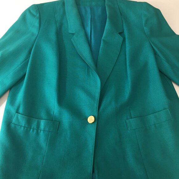 Vintage Fairfax & Kent Women Suit Set Skirt Jacket Teal Blue Work Office Size 18 - Picture 10 of 16